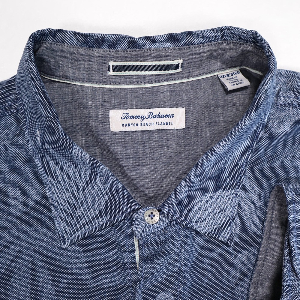 TOMMY BAHAMA Men's 3XLB Blue Floral Print Canyon Beach Flannel Button Up Shirt - Picture 3 of 8